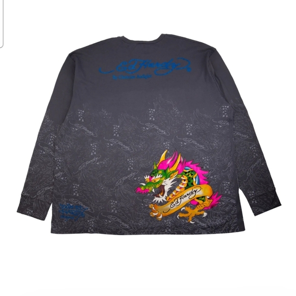 Ed Hardy Black and Pink Skull Long Sleeve Tee - Picture 3 of 15